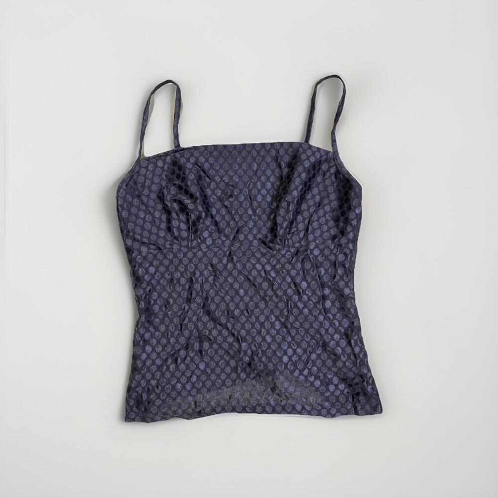 Cosabella Camisole Women’s M Gray Silver Polka Dot Lace Spaghetti Strap Top